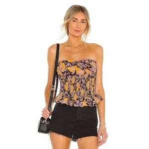 NWT free people one more time floral smocked ruffle tube top